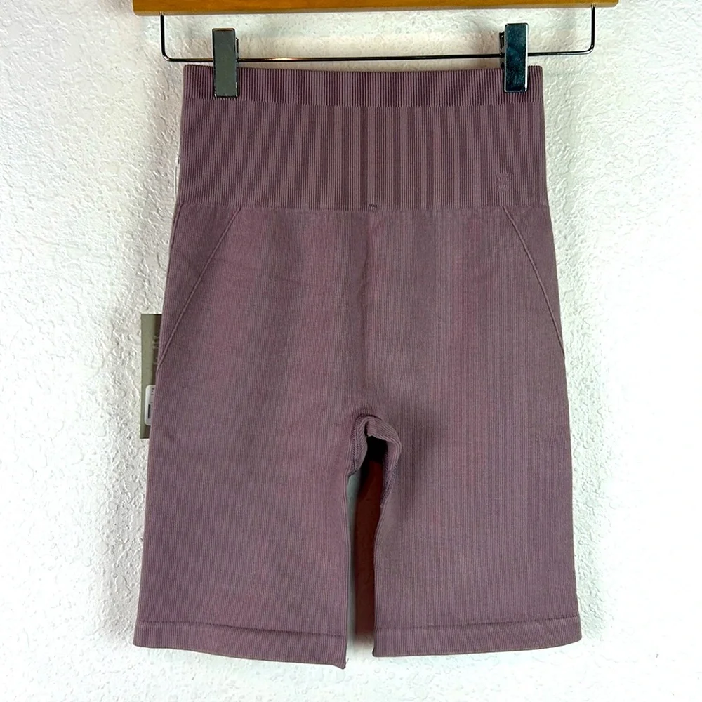 Nwt Everlane The Seamless Bike Shorts Ribbed Purple, Size XS/S - Picture 3 of 10